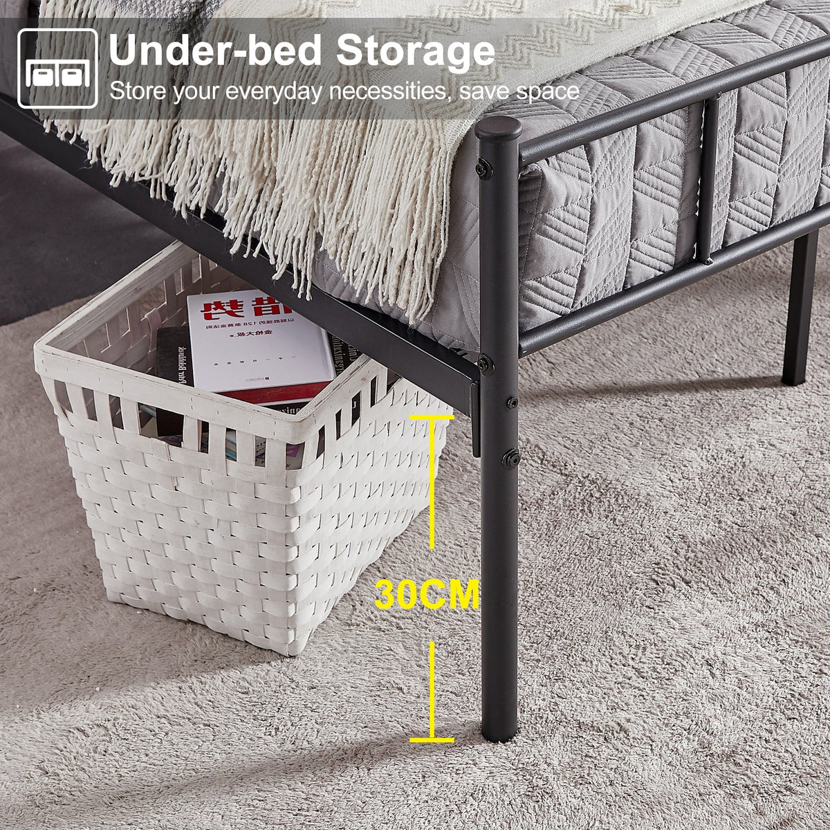 Twin Size Black Metal Platform Bed Frame with Headboard and Footboard N447