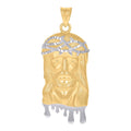 10k Two Tone Gold Mens Jesus Pendant Necklace H3830