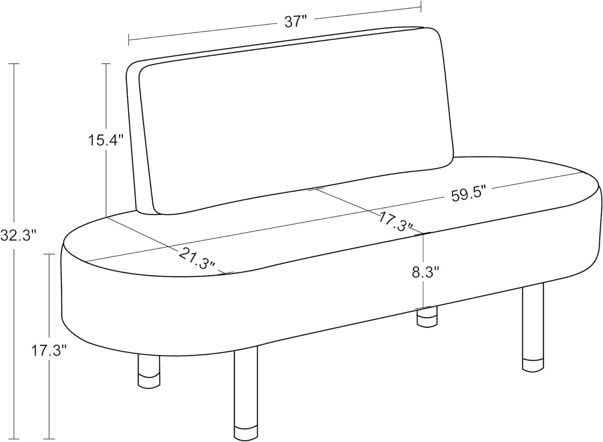 Black Leather Upholstered Bench with Backrest O157