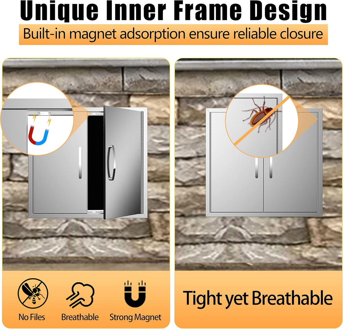 Double Stainless Steel BBQ Access Door Z36963