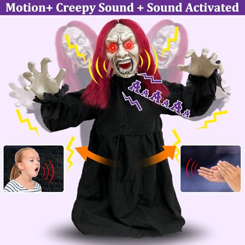 2.6 Ft Zombie Animatronics with Glowing Eye O342179