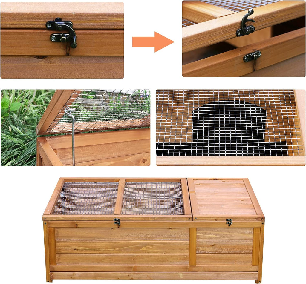 Wooden Tortoise House Large Tortoise Habitat Enclosure Cage with Removable Bottom X371439