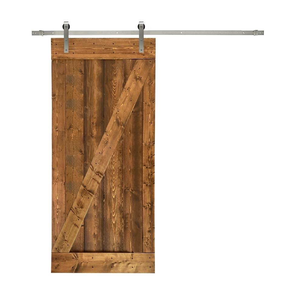 30 in. x 84 in. Ocean Blue Stained Wood Interior Sliding Barn Door with Hardware Kit G625