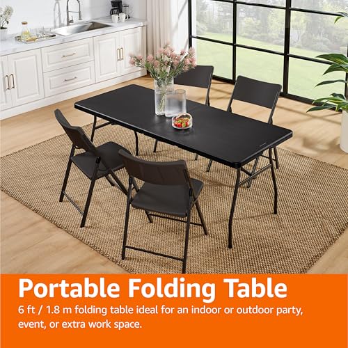 White 6 ft Folding Table with Carrying Handle U59906