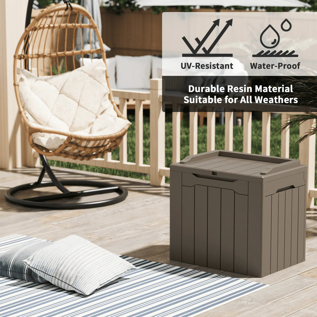 Black 32 Gallon Outdoor Resin Deck Box with Seat R3545