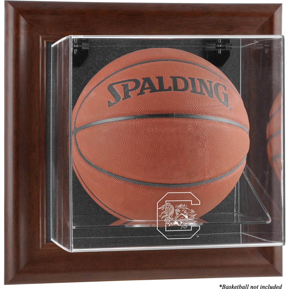 Brown Framed Wall-Mountable Basketball Display Case A969