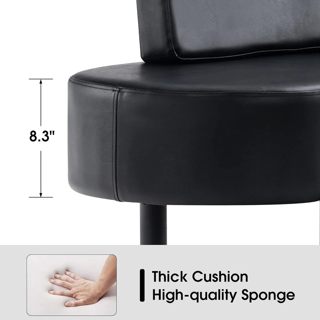 Black Leather Upholstered Bench with Backrest O157