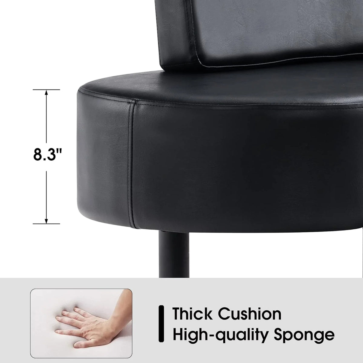 Black Leather Upholstered Bench with Backrest O157