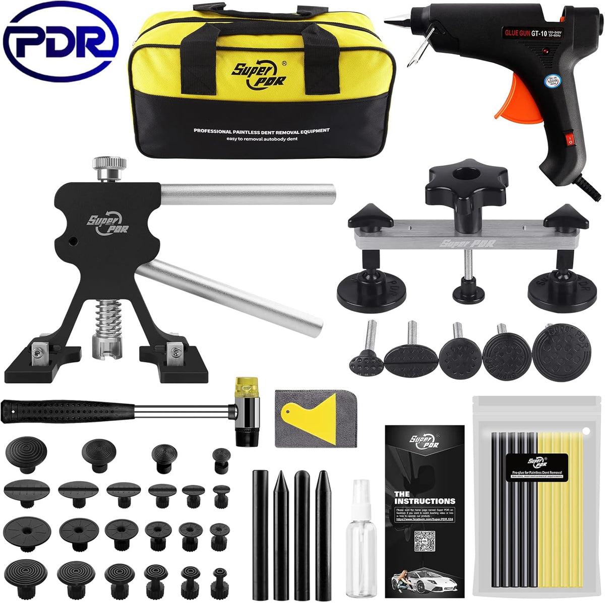 Paintless Dent Repair Kit with Bridge Dent Puller and Black Dent Lifter, Pack of 2 Z806748