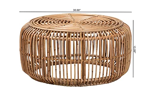 Natural Brown Antique Rattan Coffee Table B41086