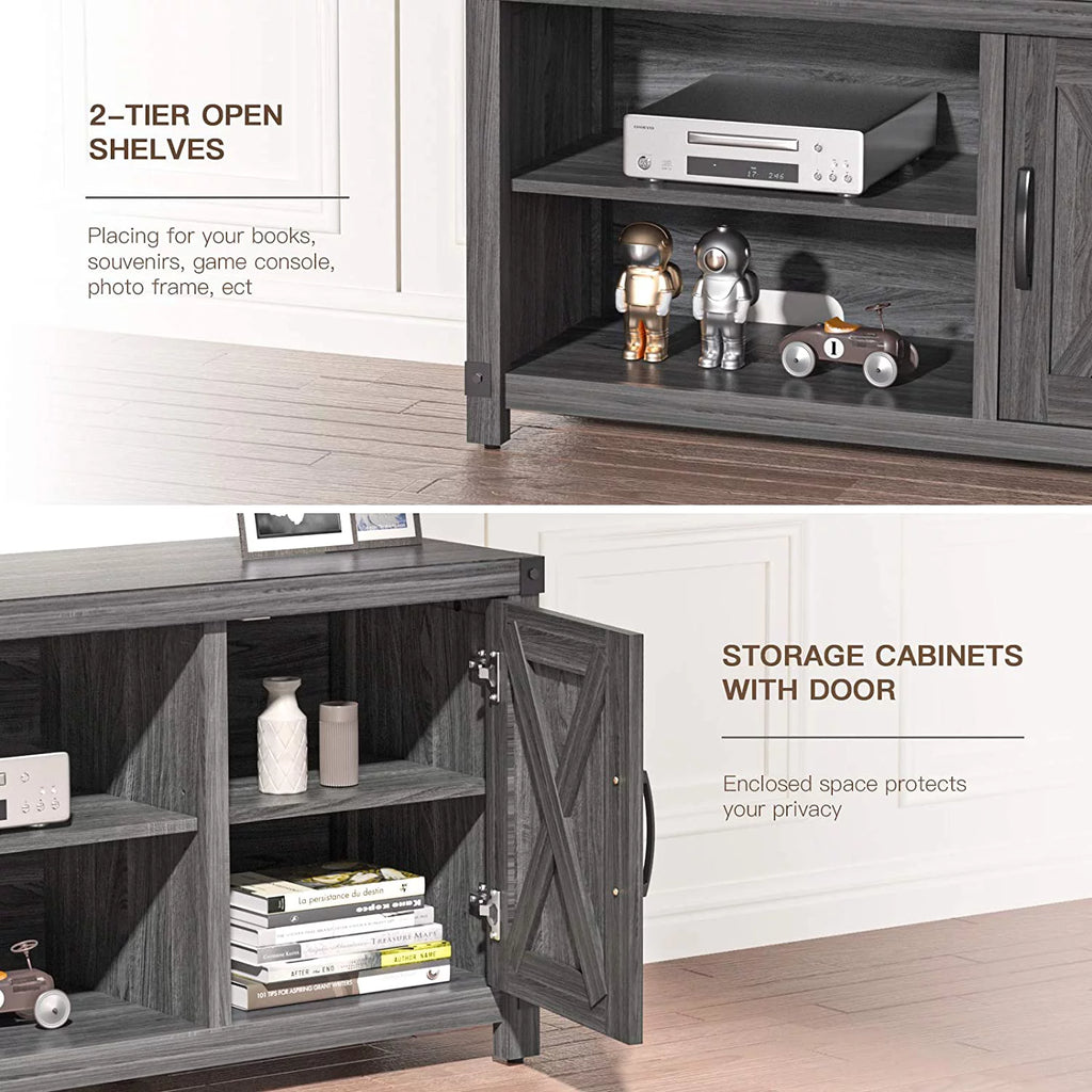 Grey Wood TV Stand with Storage A812705