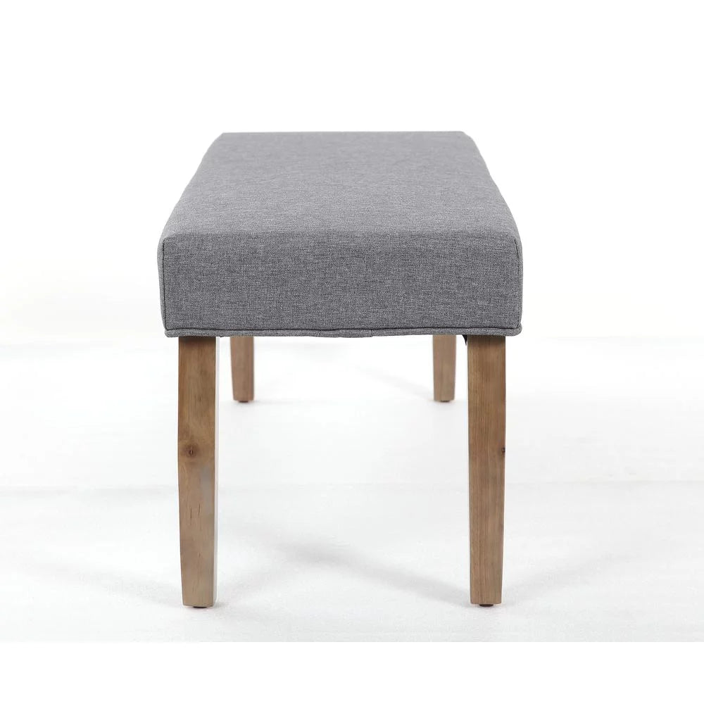 Linen Bench with Wood Legs in Grey L65301