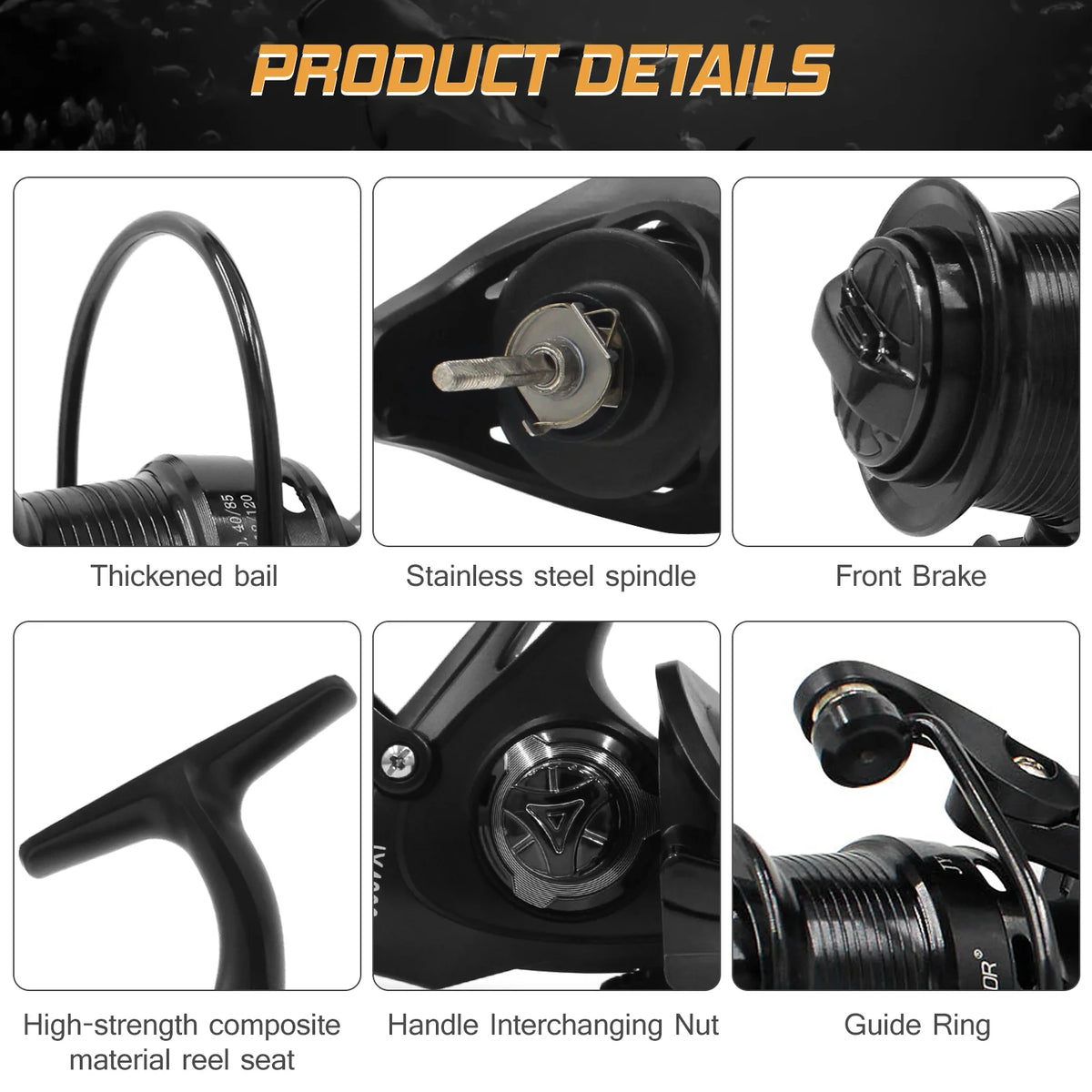 Fishing Reel Dual Brake System High Speed Spinning Interchangeable Handle H86457