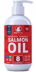 Salmon Oil for Dogs & Cats, Omega 3 Liquid Food Supplement, 8 oz U840