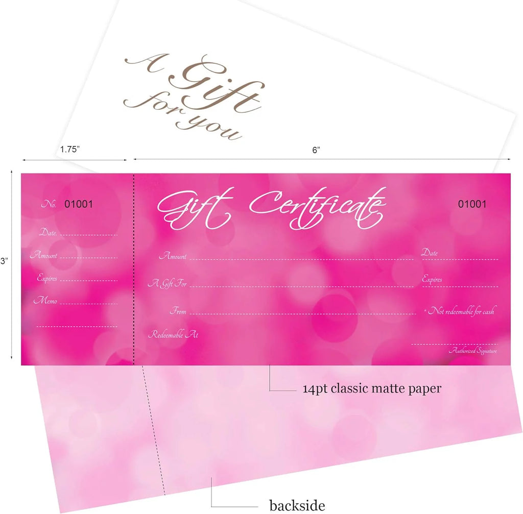 Blank Gift Certificates 25 Set with Matching Envelopes C883259