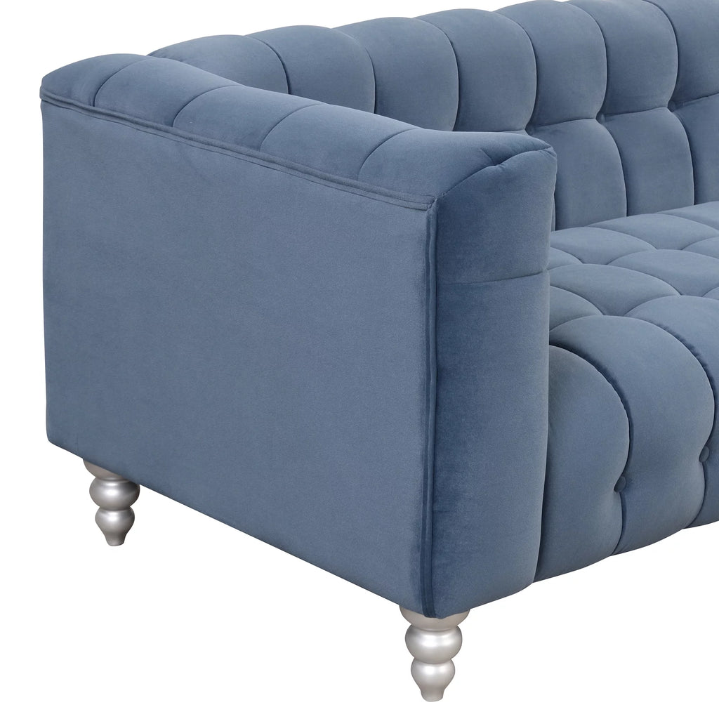 90" Blue Tufted 3 Seater Sofa F9024