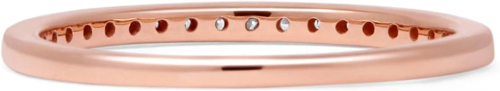 14K Rose Gold Half Eternity Band 0.12ct Natural Diamond Aquamarine O5044