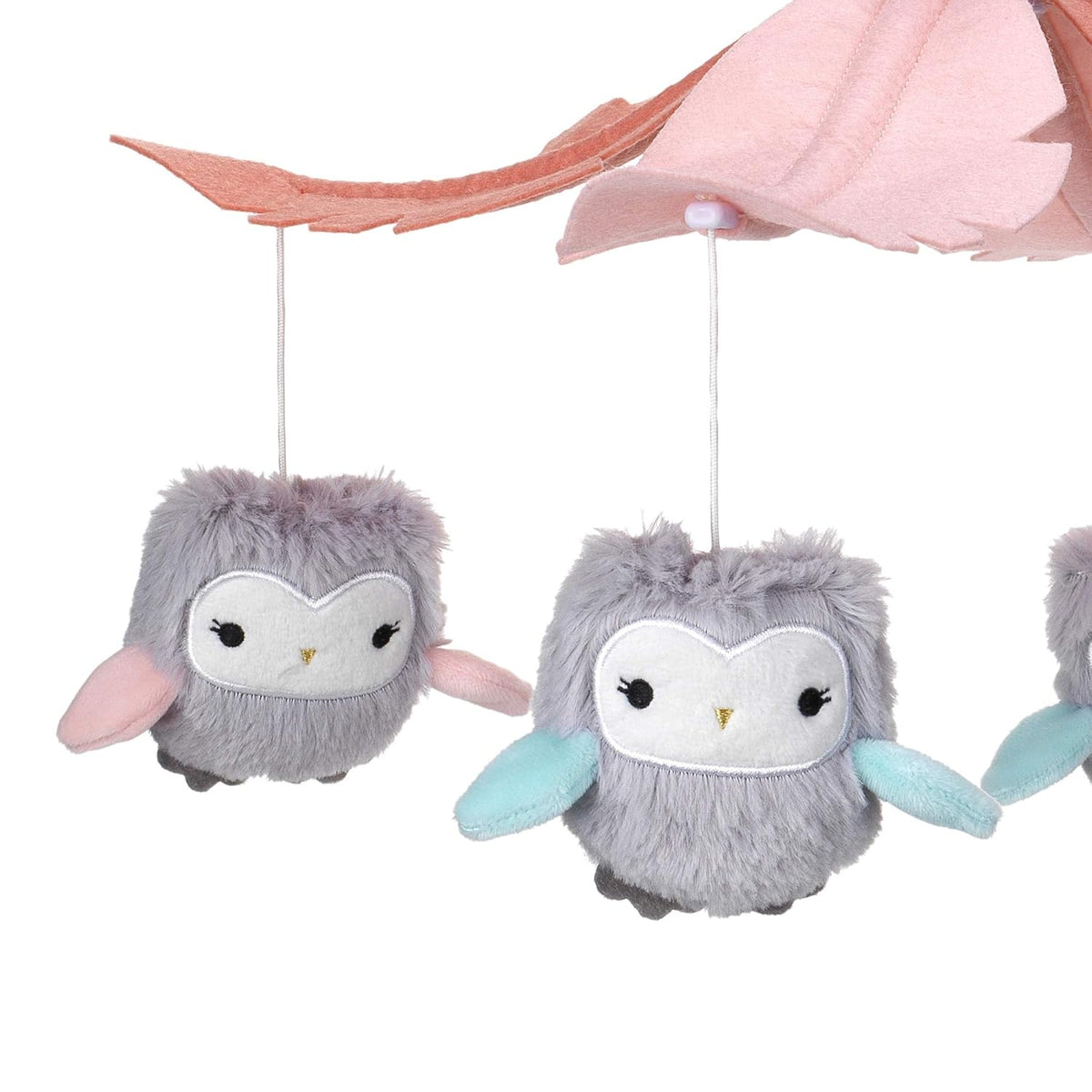 Gray/Pink Musical Baby Crib Mobile Soother Toy O38073