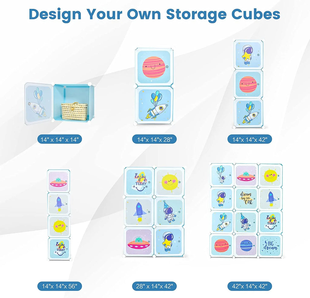 8 Cube Children Wardrobe with Doors and 2 Hanging Sections F730848
