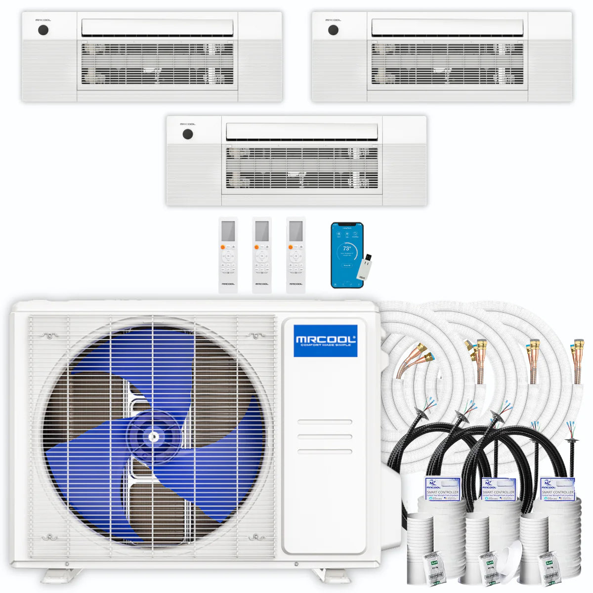 27,000 BTU 3 Zone Ceiling Cassette Ductless Air Conditioner and Heat Pump D9529
