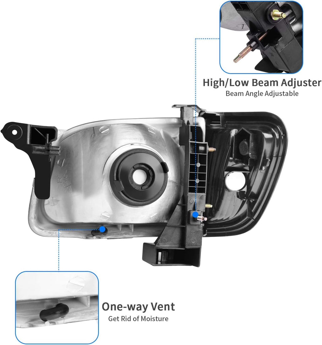 Black Housing Headlight Assembly with Bumper Lights W8474