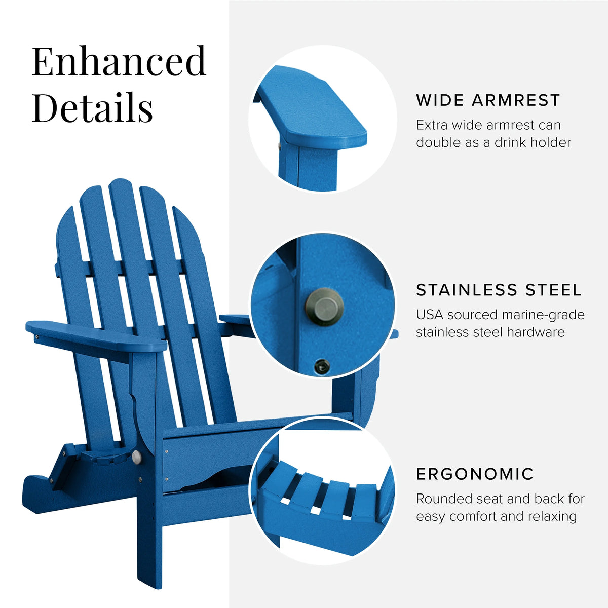 16-Pc Folding Adirondack Chair Set with Ottomans and Side Tables R738