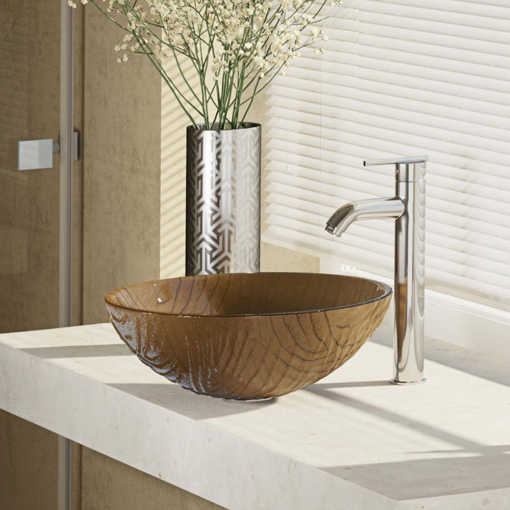16-5/8x22 Glass Vessel Bathroom Sink with Vessel Faucet P953091