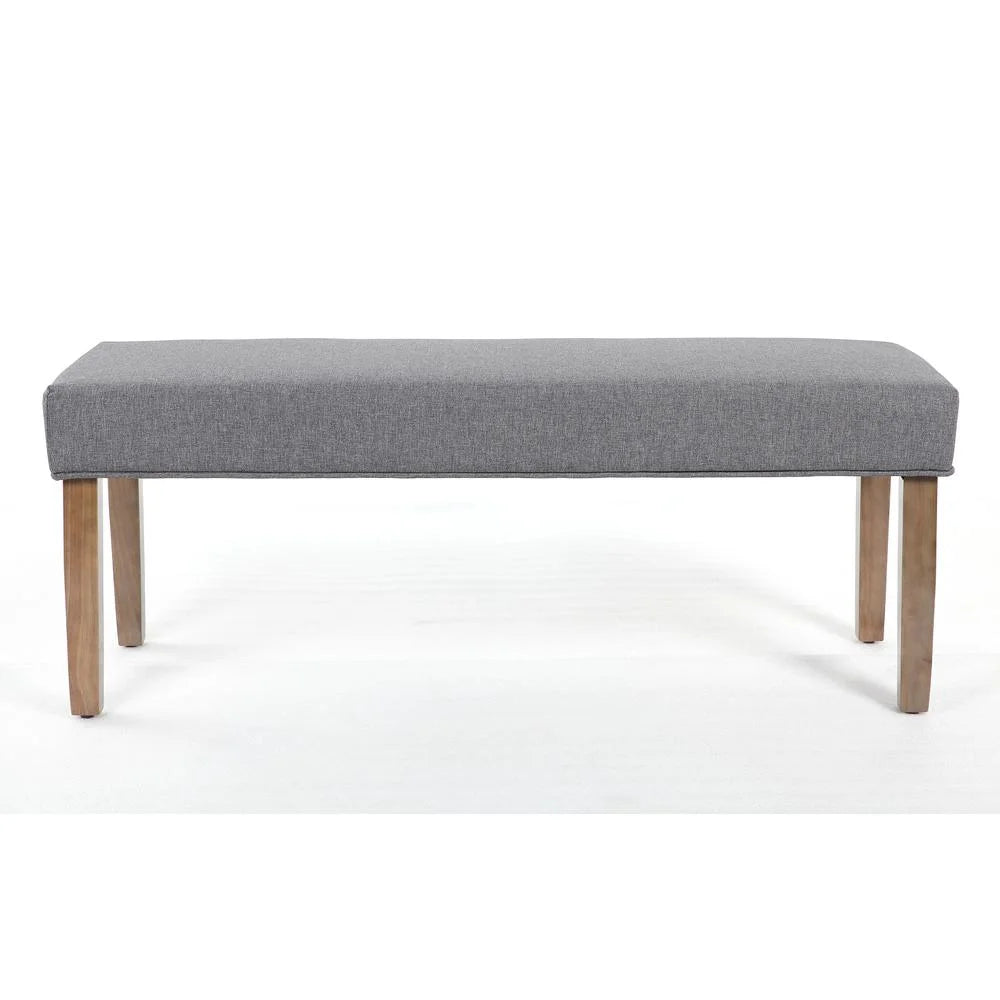 Linen Bench with Wood Legs in Grey L65301