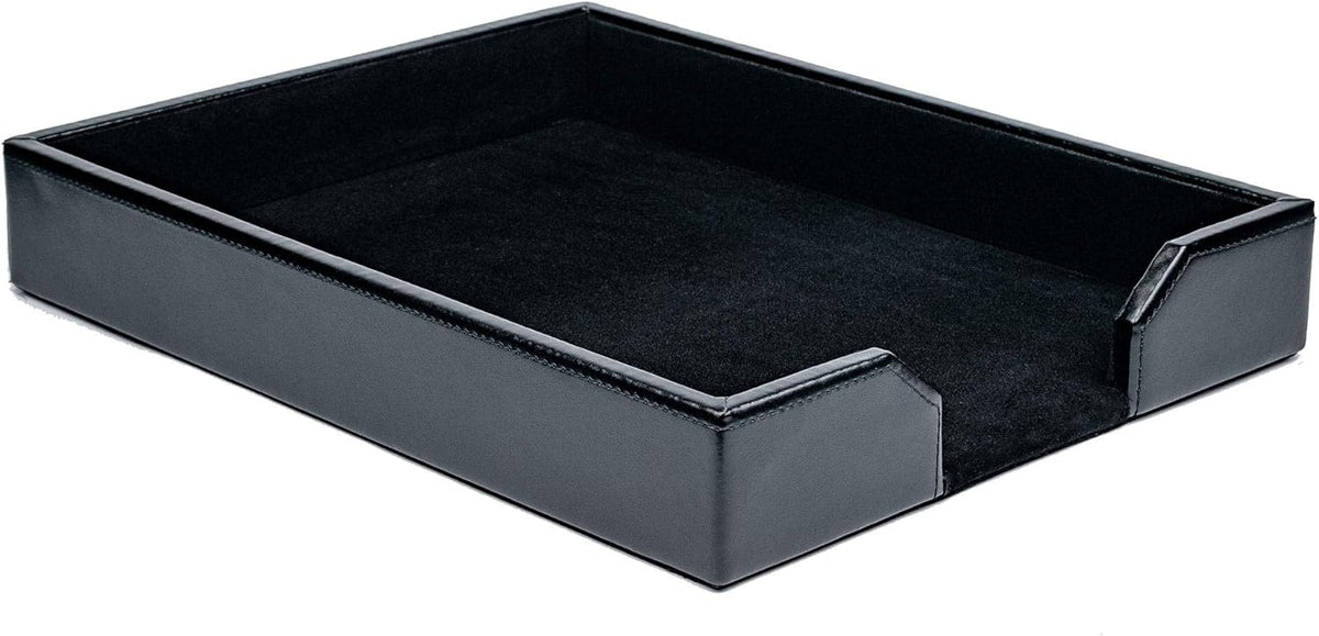 Black Bonded Leather Letter Tray W689