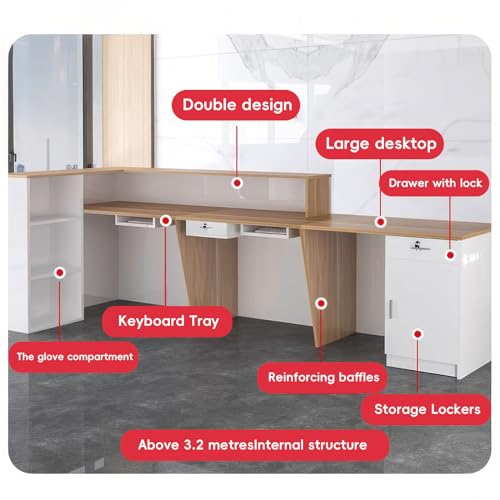 L-Shaped Reception Desk with Counter and Drawers D772