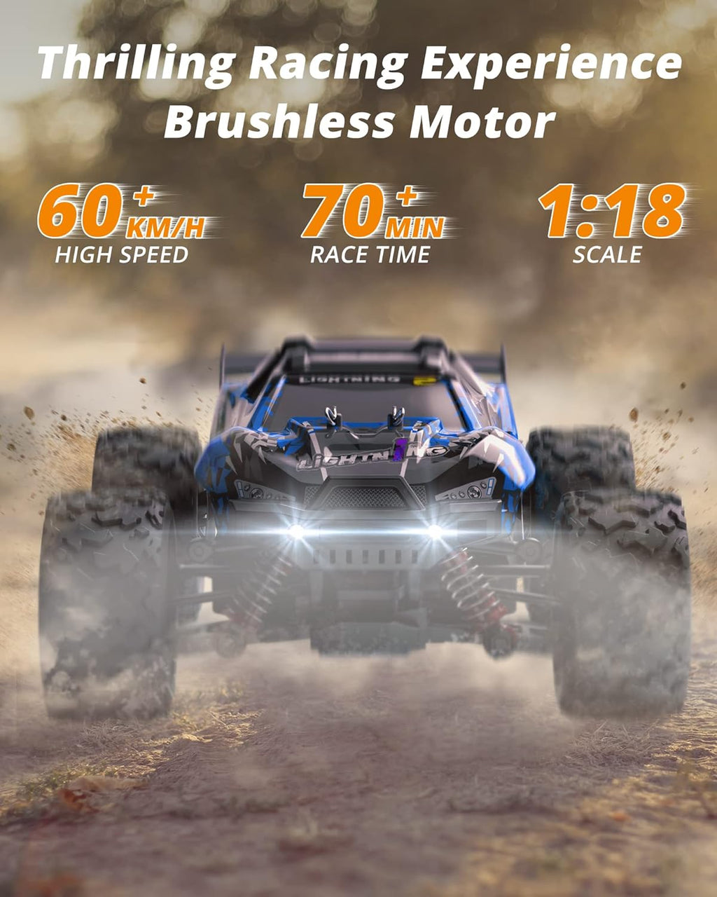 1:18 Scale Brushless 4WD Off-Road Remote Control Car with 2 Rechargeable Batteries N737523