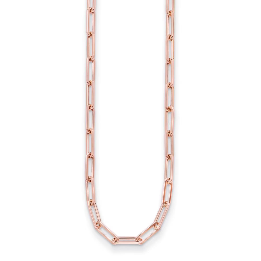 14K Rose Gold Polished 4 mm Flat Paperclip Link Necklace 16" L5501