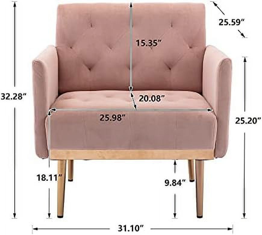 Pink Velvet Single Sofa Arm Chair with Metal Legs V688