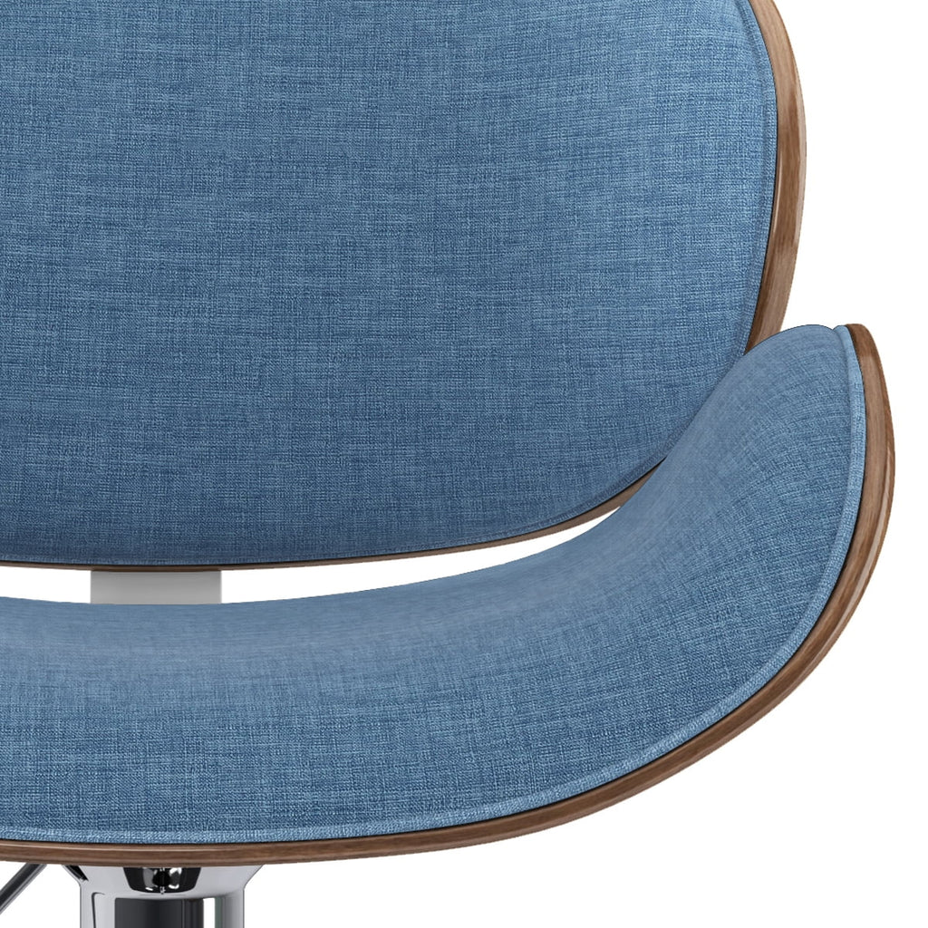 Blue Linen Look Fabric Adjustable Height Bar Stool Z694792