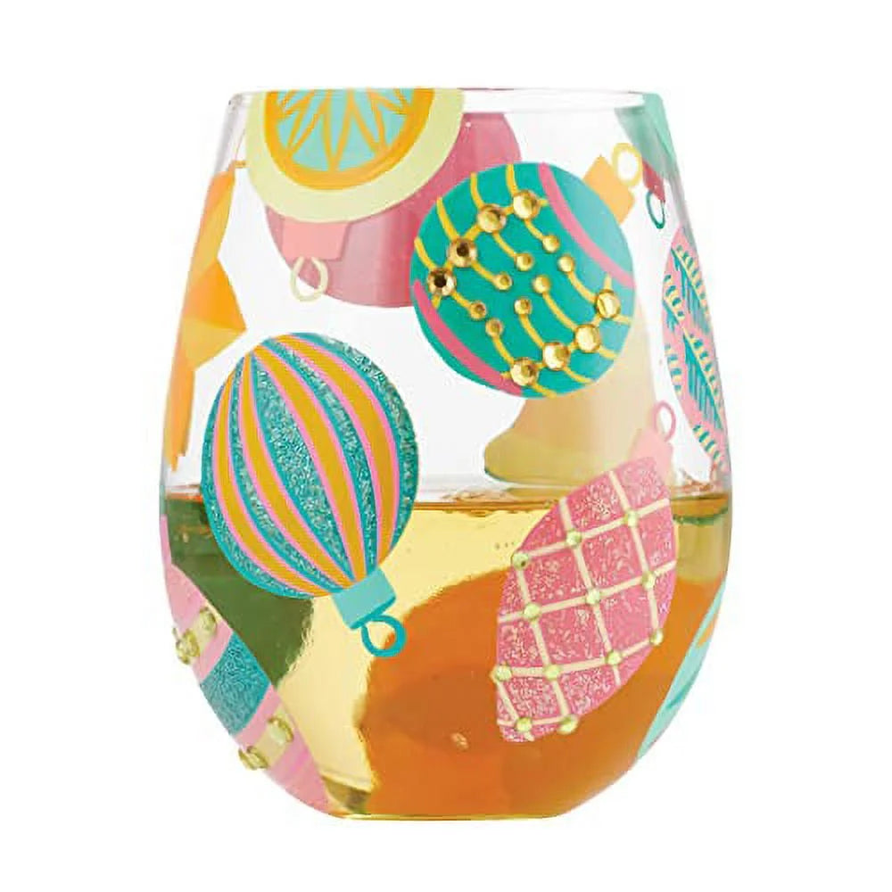 Hand Painted Stemless Wine Glass X537470