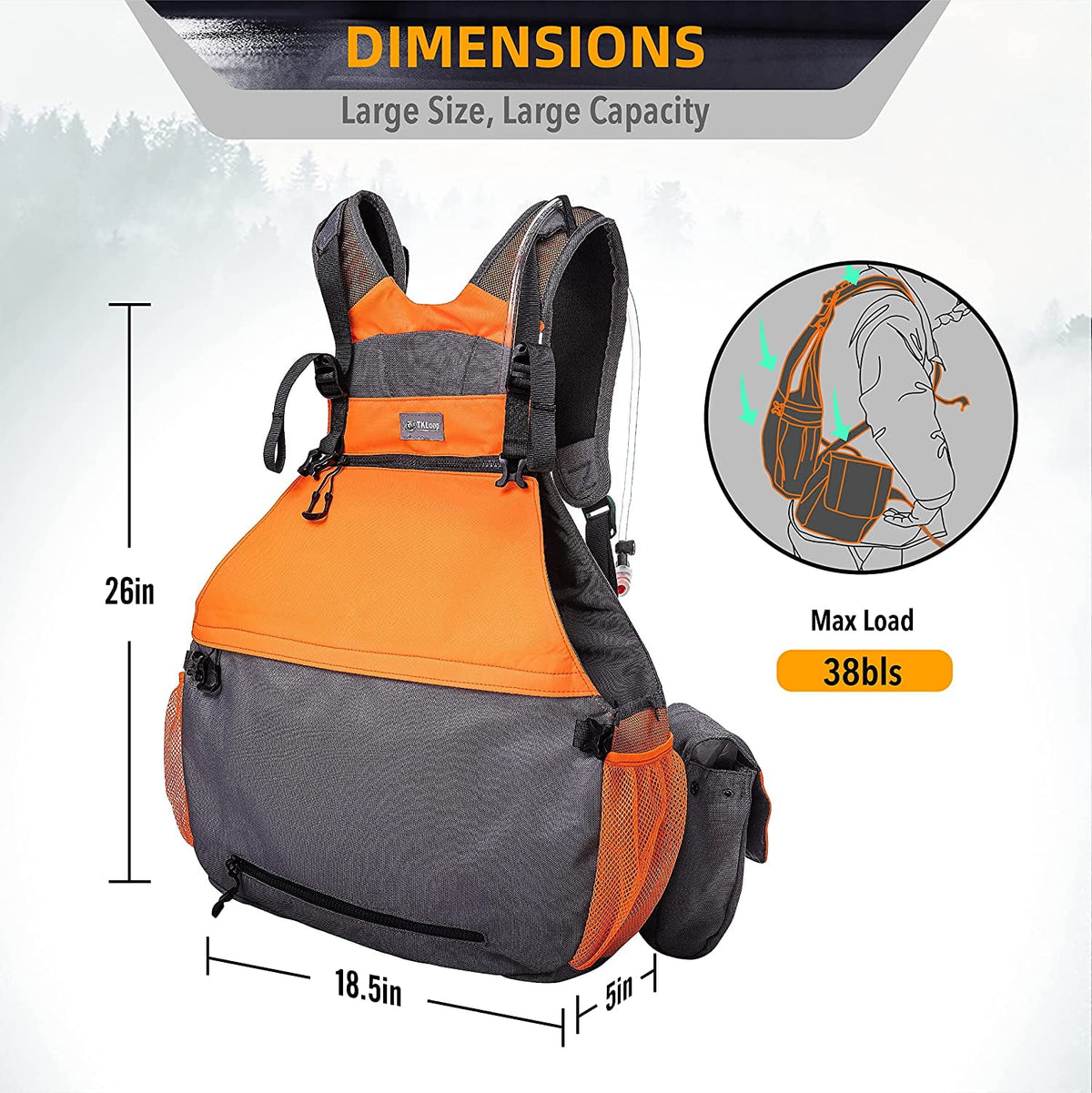 Orange Grey Upland Hunting Vest with Blood-Proof Lining X953