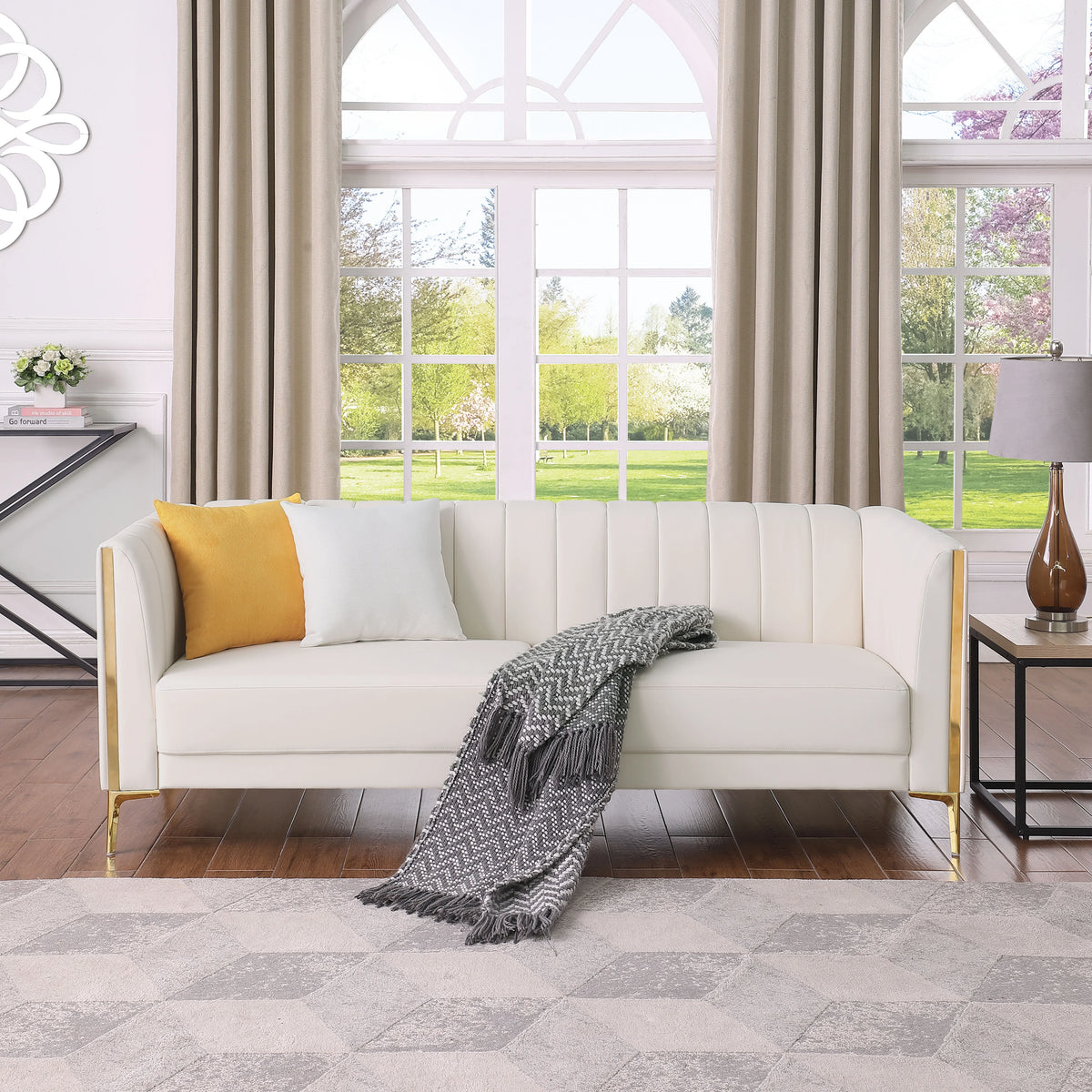3 Seater PU Leather Sofa with 2 Pillows I5548