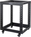 12U Open Frame Server Rack with Casters, 4 Post, 19-inch, Black T29443