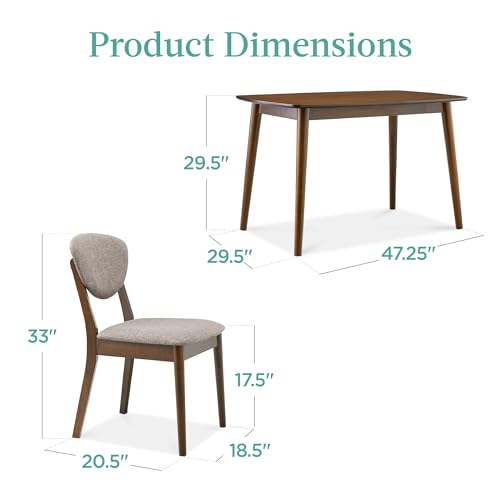 5-Piece Dining Set with 4 Chairs, Padded Seats & Backrests, Wooden Frame - Charcoal/Walnut P8100