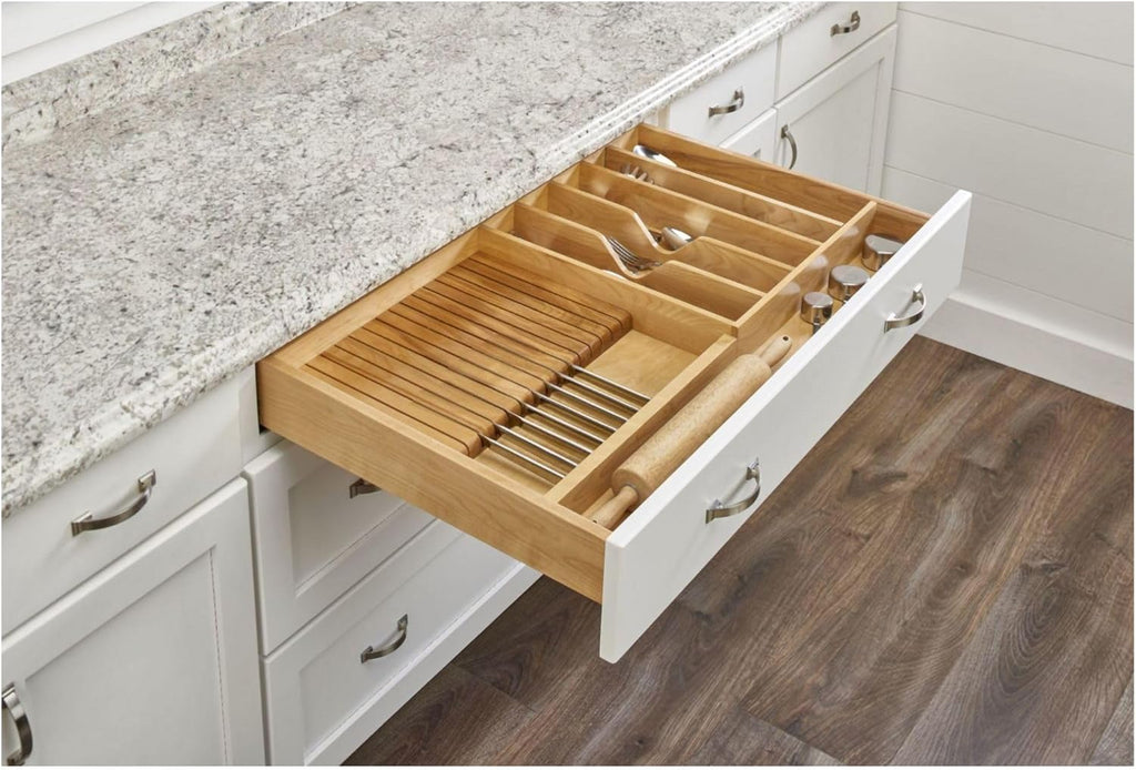 Natural Maple Wood Knife Block Drawer Insert Organizer F724