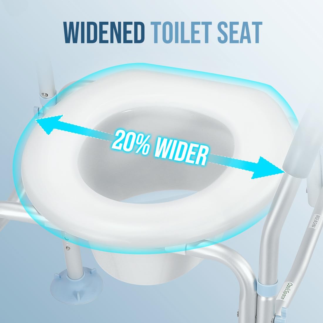 Stand Alone Raised Toilet Seat with Safety Frame, Height Adjustable Legs D331380