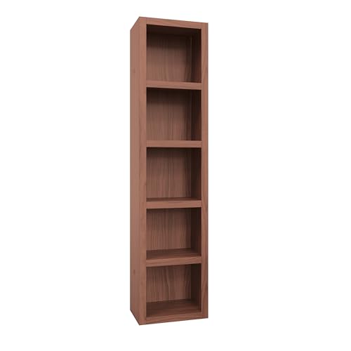 Queen Murphy Wall Bed in Brown Wood Grain with Two Bookshelves I264