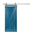 30 in. x 84 in. Ocean Blue Stained Wood Interior Sliding Barn Door with Hardware Kit G625