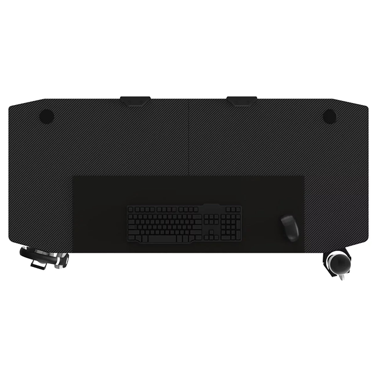 Black Ergonomic Gaming Desk with Headphone Holder, Cup Holder, Mouse Pad R159603