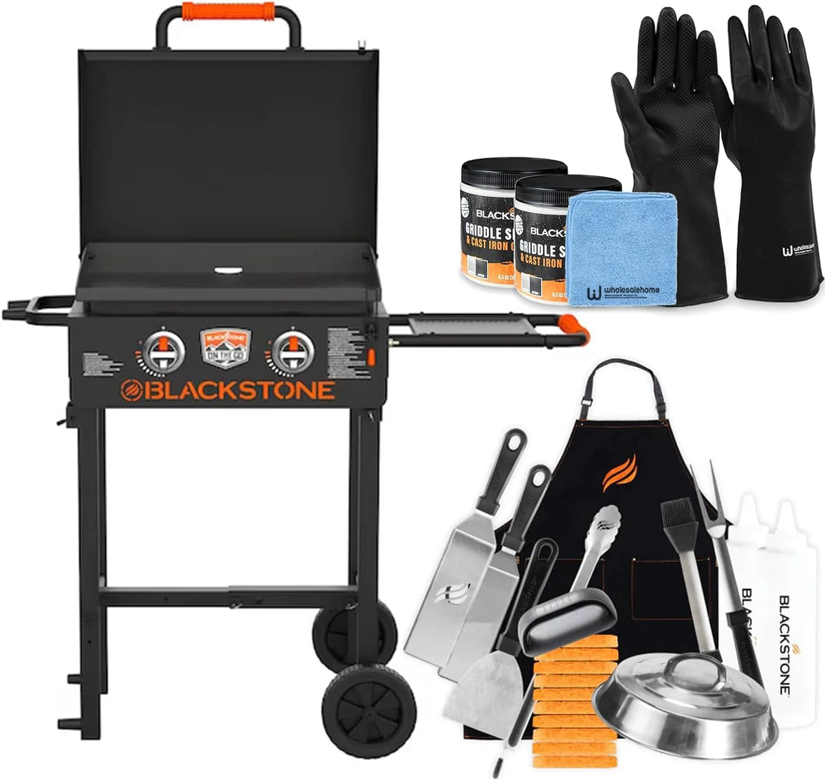 22 inch Propane Flat Top Gas Grill with Hood and Stand J749076