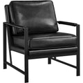 Brown Faux Leather Accent Chair with Metal Frame C144