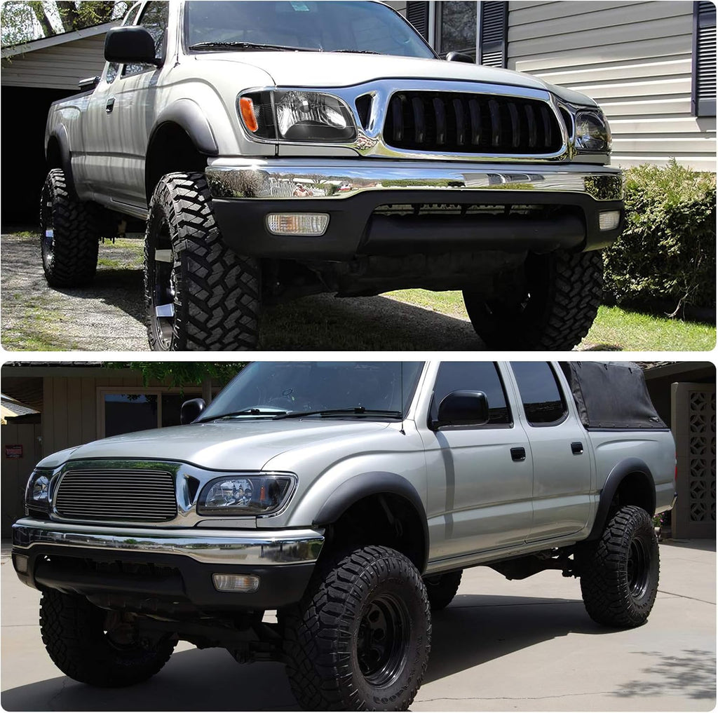 Black Housing Headlight Assembly with Bumper Lights W8474