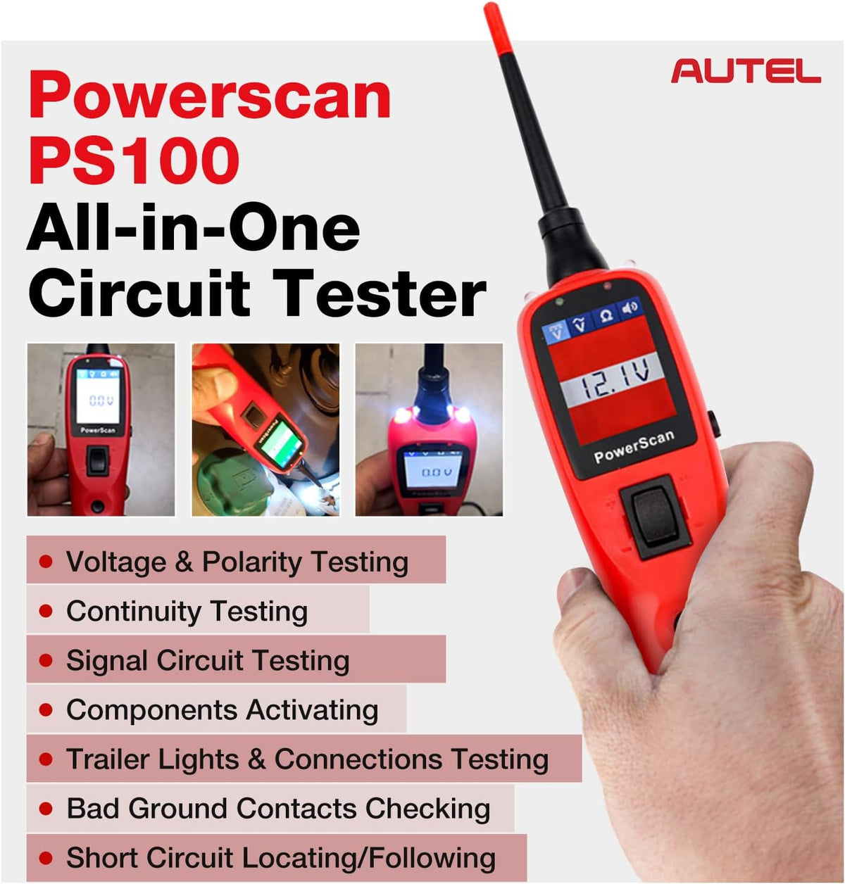Circuit Tester with 20ft Cable, Built-In Circuit Breaker M90067