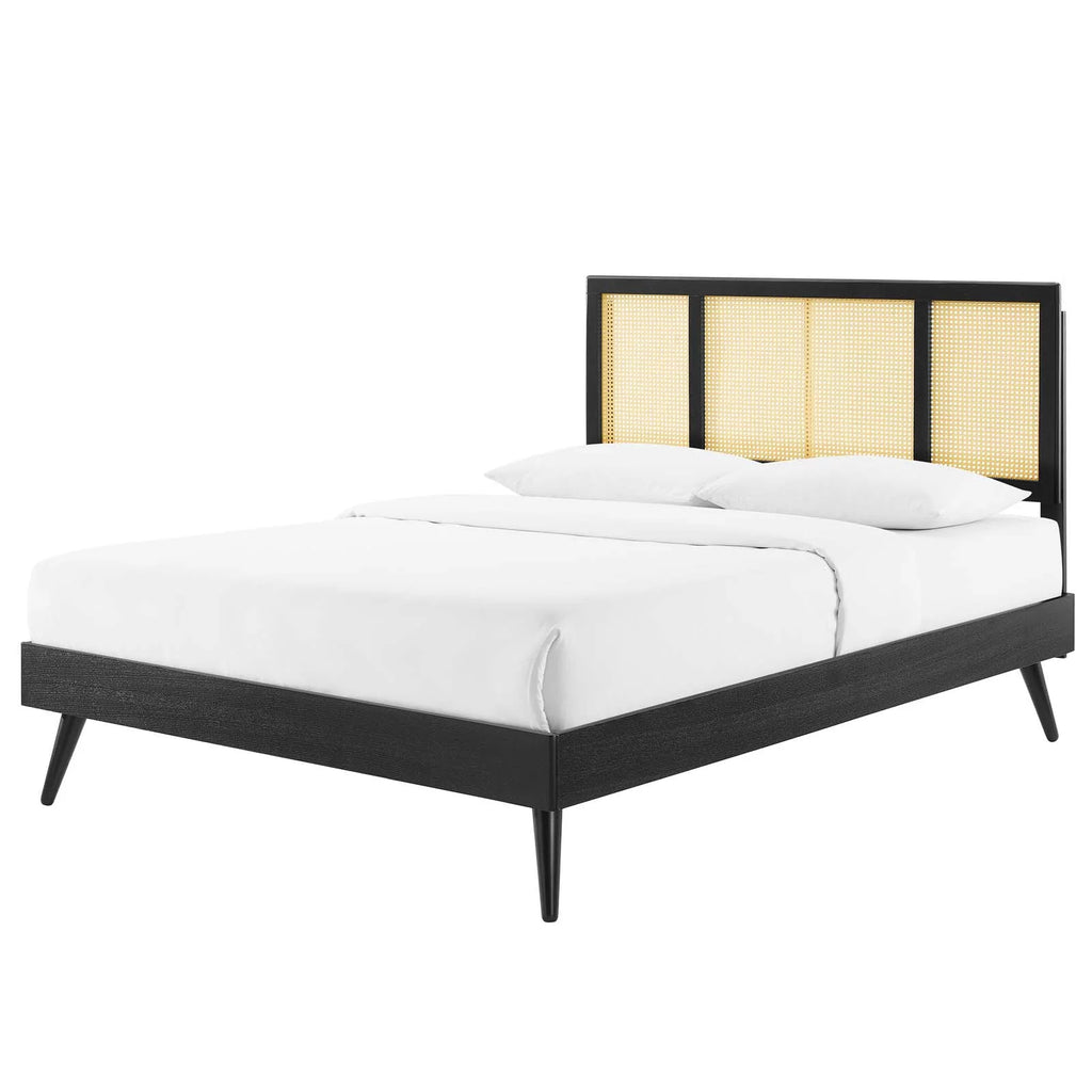 Queen Size Black Wood Platform Bed Frame N865