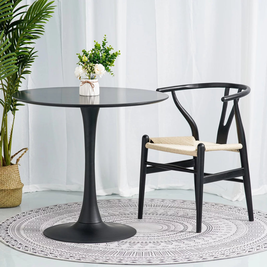 Black 3 Piece Round Dining Table Set L3598